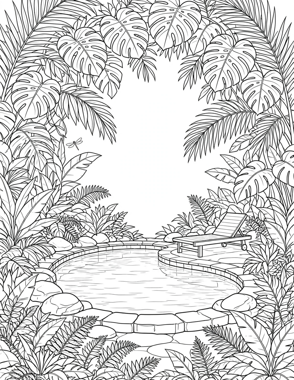 Sample coloring page from Vol. 3 - jungle lagoon pool