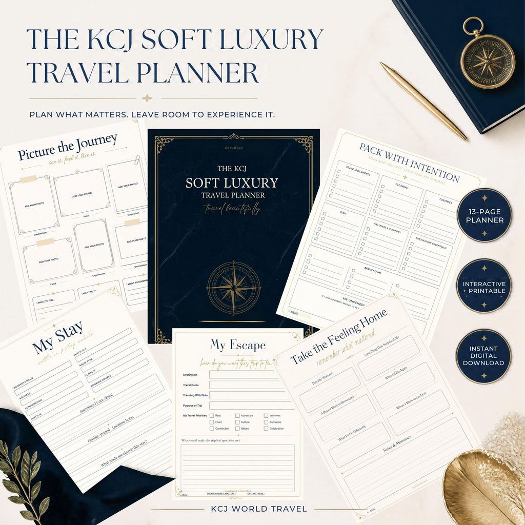 The KCJ Soft Luxury Travel Planner | Interactive + Printable PDF