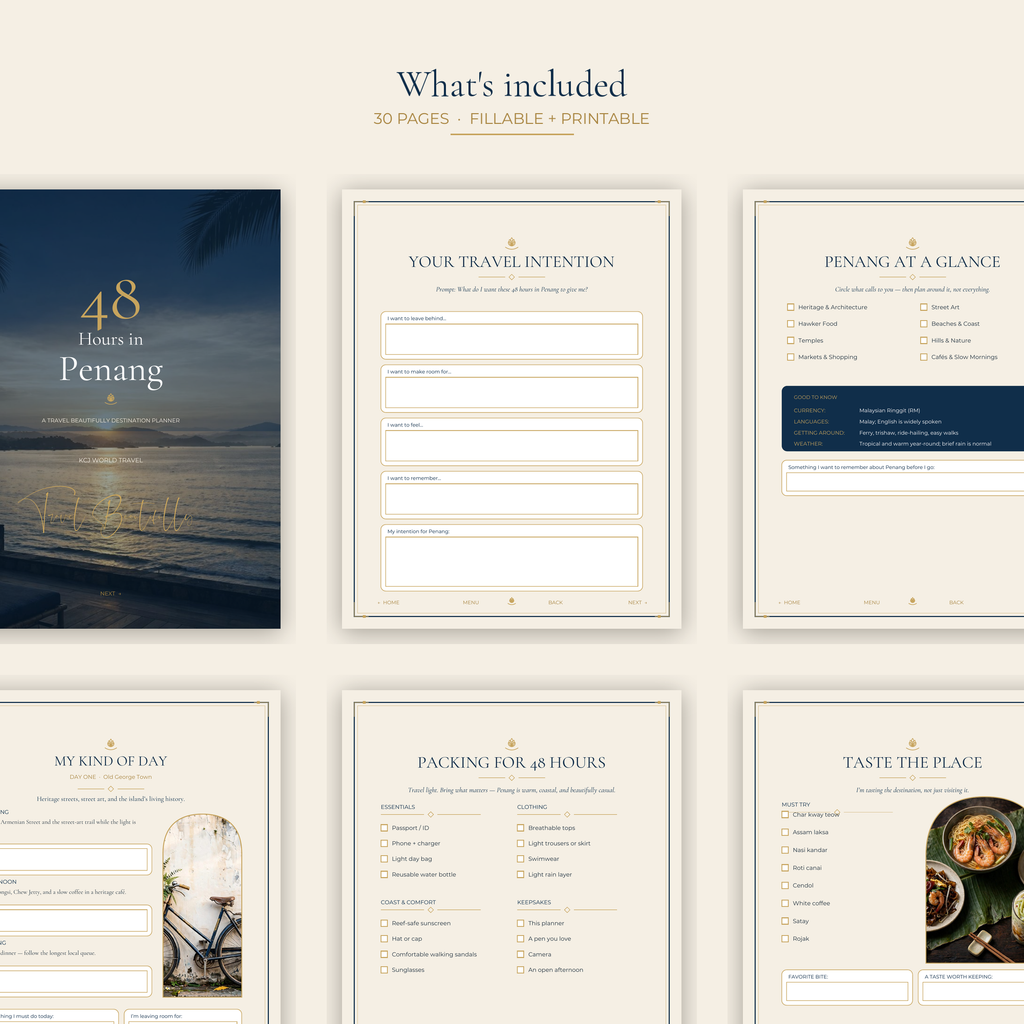 What's included — 30 pages, fillable and printable