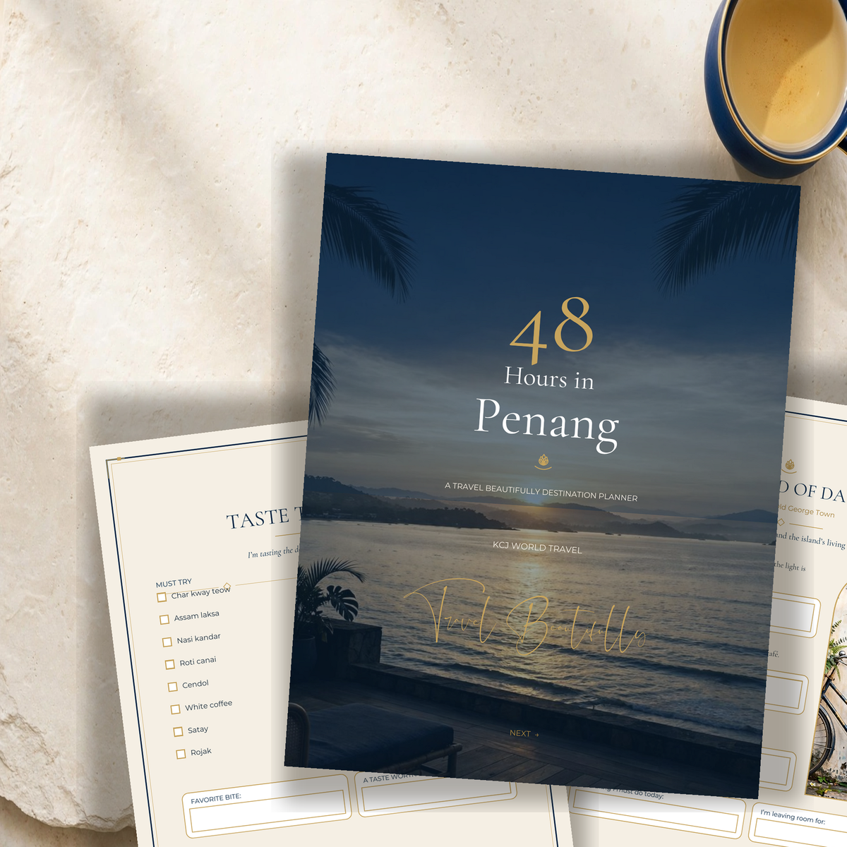 48 Hours in Penang planner flat lay with inside pages