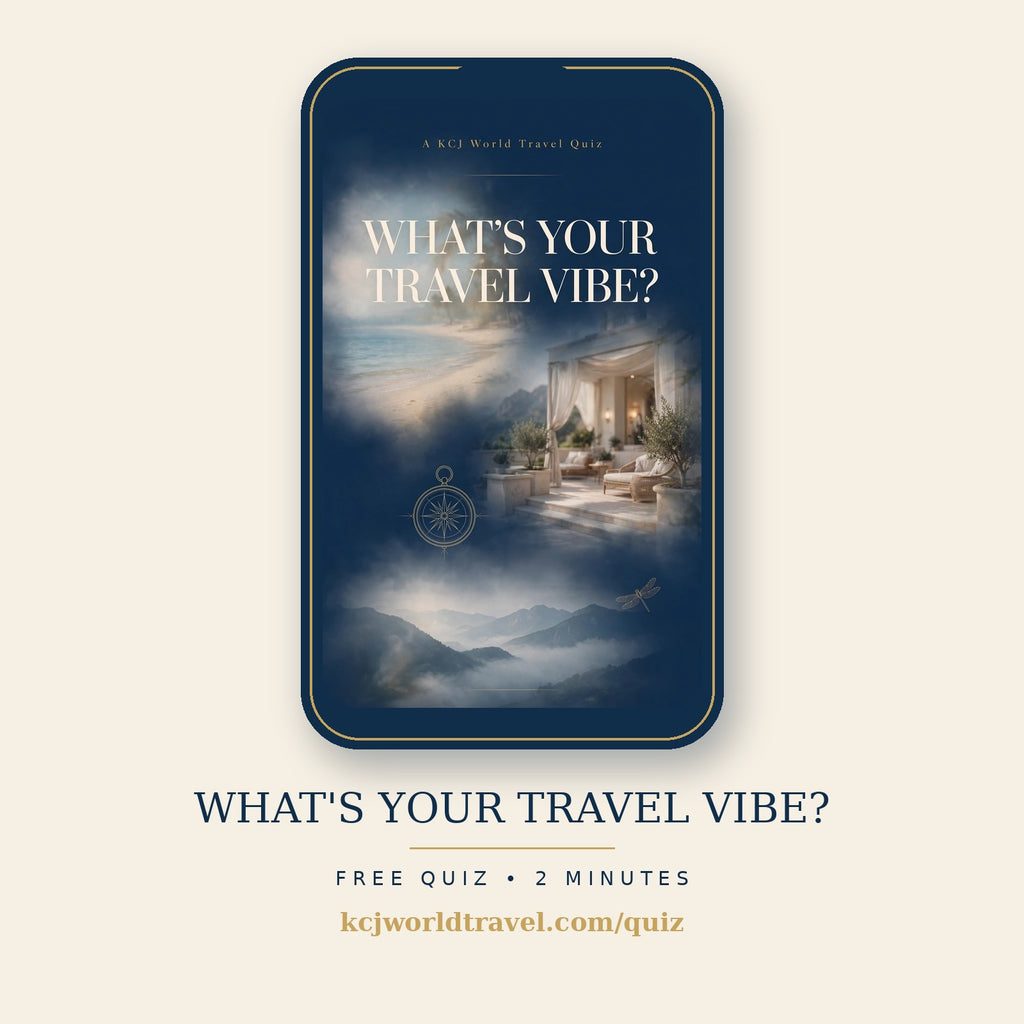 What is Your Travel Vibe? free KCJ World Travel personality quiz phone mockup